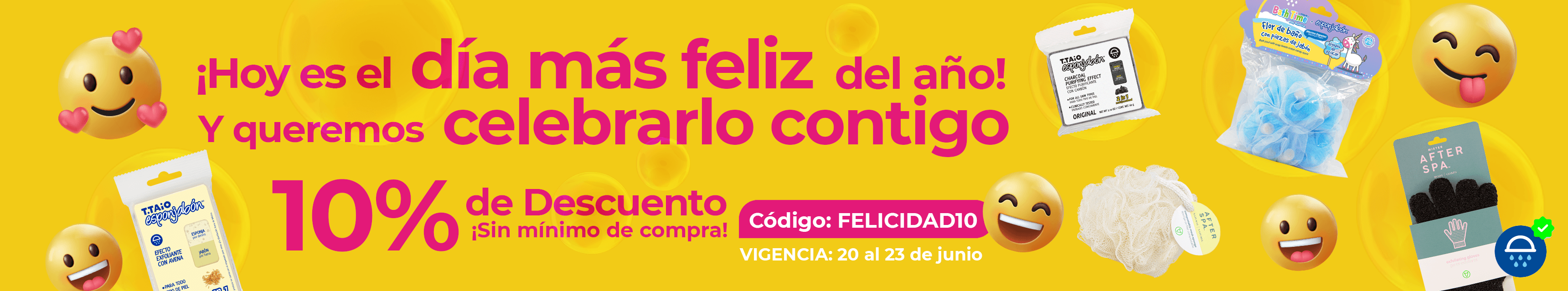 🌞 ¡Hoy es el día más feliz del año! Y queremos celebrarlo contigo 🟡 10% de descuento usando el cupón FELICIDAD10